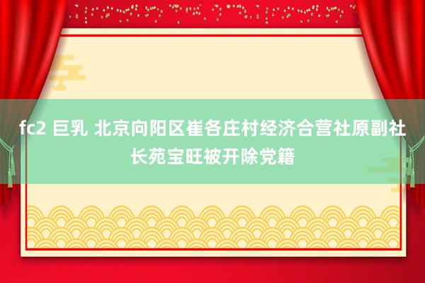 fc2 巨乳 北京向阳区崔各庄村经济合营社原副社长苑宝旺被开除党籍