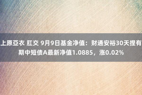 上原亞衣 肛交 9月9日基金净值：财通安裕30天捏有期中短债A最新净值1.0885，涨0.02%