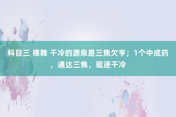 科目三 裸舞 干冷的源泉是三焦欠亨；1个中成药，通达三焦，驱逐干冷