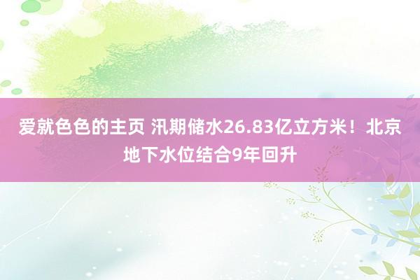 爱就色色的主页 汛期储水26.83亿立方米！北京地下水位结合9年回升