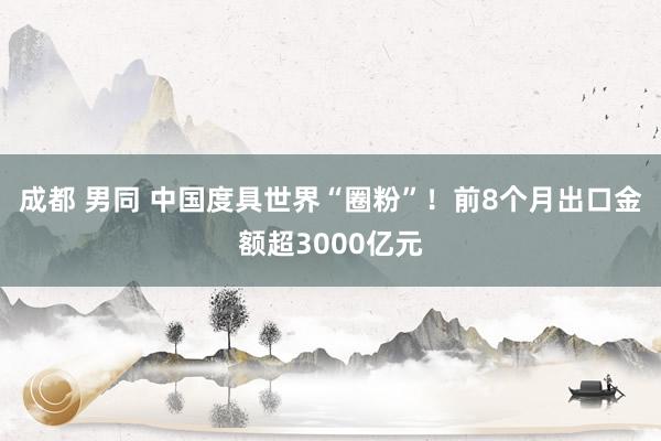 成都 男同 中国度具世界“圈粉”！前8个月出口金额超3000亿元