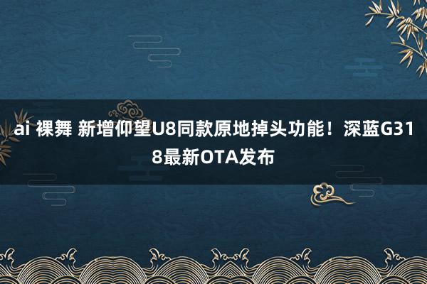 ai 裸舞 新增仰望U8同款原地掉头功能！深蓝G318最新OTA发布