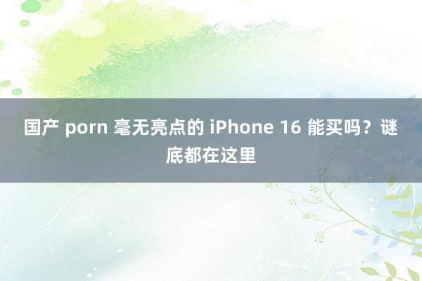 国产 porn 毫无亮点的 iPhone 16 能买吗？谜底都在这里