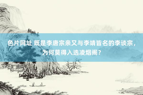 色片网址 既是李唐宗亲又与李靖皆名的李谈宗，为何莫得入选凌烟阁？