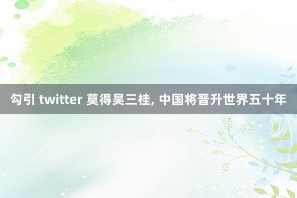 勾引 twitter 莫得吴三桂， 中国将晋升世界五十年