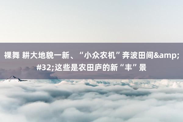 裸舞 耕大地貌一新、“小众农机”奔波田间&#32;这些是农田庐的新“丰”景