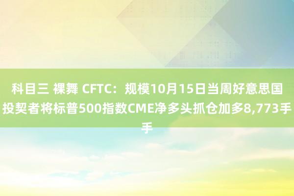 科目三 裸舞 CFTC：规模10月15日当周好意思国投契者将标普500指数CME净多头抓仓加多8，773手