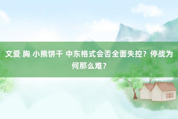 文爱 胸 小熊饼干 中东格式会否全面失控？停战为何那么难？