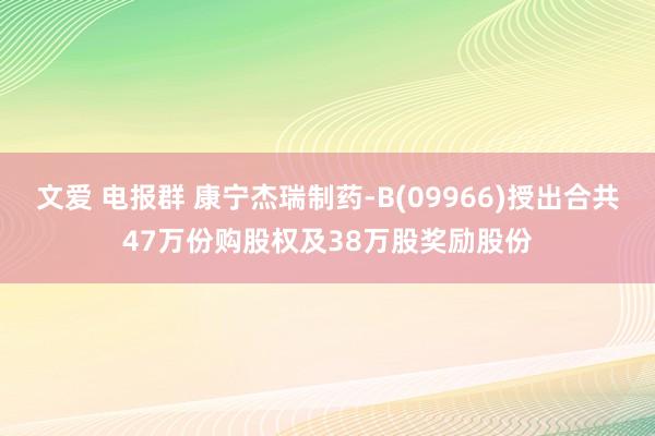 文爱 电报群 康宁杰瑞制药-B(09966)授出合共47万份购股权及38万股奖励股份