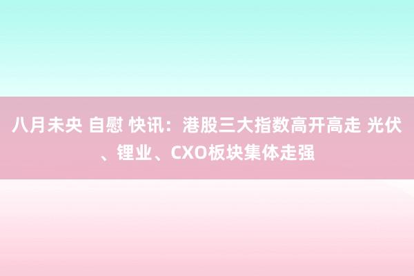 八月未央 自慰 快讯：港股三大指数高开高走 光伏、锂业、CXO板块集体走强