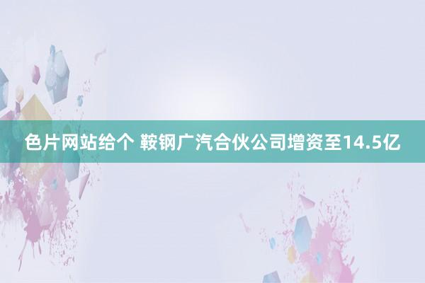 色片网站给个 鞍钢广汽合伙公司增资至14.5亿