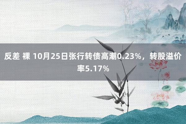 反差 裸 10月25日张行转债高潮0.23%，转股溢价率5.17%