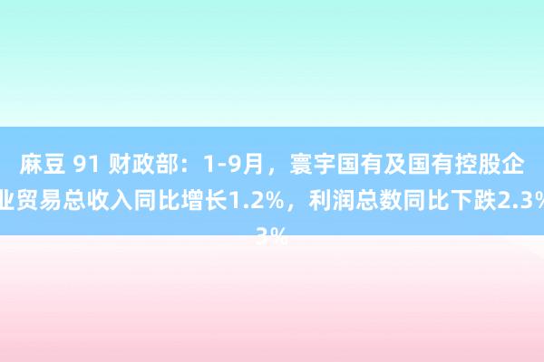 麻豆 91 财政部：1-9月，寰宇国有及国有控股企业贸易总收入同比增长1.2%，利润总数同比下跌2.3%