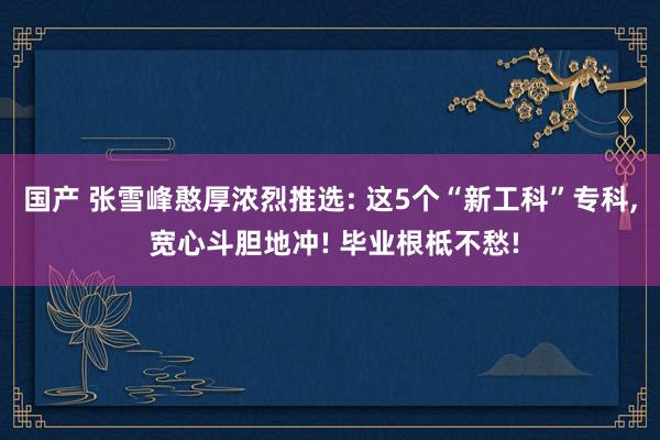 国产 张雪峰憨厚浓烈推选: 这5个“新工科”专科， 宽心斗胆地冲! 毕业根柢不愁!