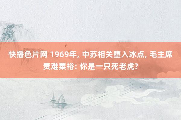 快播色片网 1969年， 中苏相关堕入冰点， 毛主席责难粟裕: 你是一只死老虎?