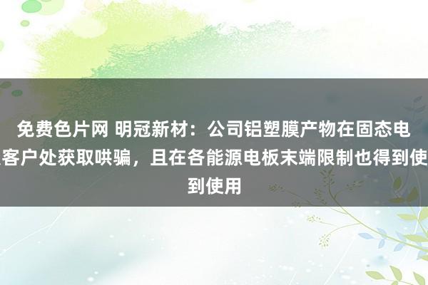 免费色片网 明冠新材：公司铝塑膜产物在固态电板客户处获取哄骗，且在各能源电板末端限制也得到使用