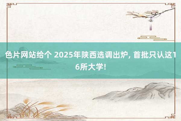 色片网站给个 2025年陕西选调出炉， 首批只认这16所大学!