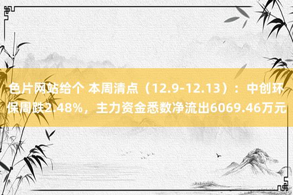 色片网站给个 本周清点（12.9-12.13）：中创环保周跌2.48%，主力资金悉数净流出6069.46万元