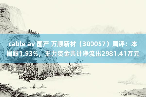 cable av 国产 万顺新材（300057）周评：本周跌1.93%，主力资金共计净流出2981.41万元