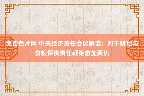 免费色片网 中央经济责任会议解读：对于耕地与食粮保供责任鞭策愈加聚焦