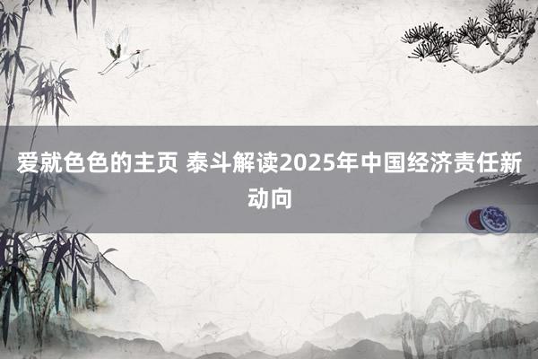 爱就色色的主页 泰斗解读2025年中国经济责任新动向