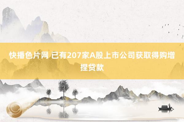 快播色片网 已有207家A股上市公司获取得购增捏贷款