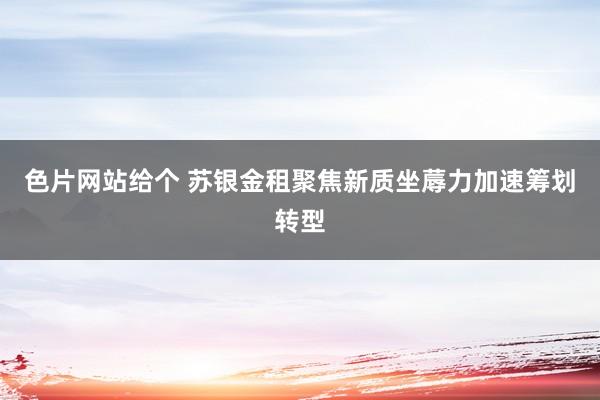 色片网站给个 苏银金租聚焦新质坐蓐力加速筹划转型