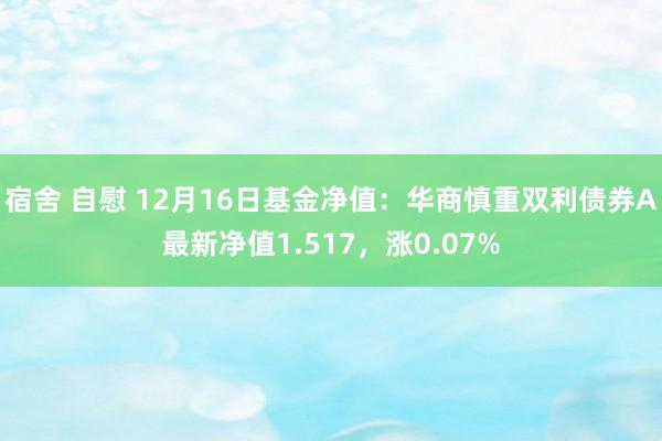 宿舍 自慰 12月16日基金净值：华商慎重双利债券A最新净值1.517，涨0.07%