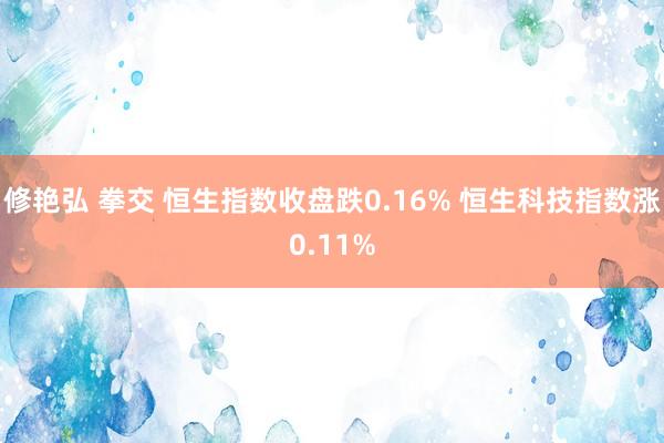 修艳弘 拳交 恒生指数收盘跌0.16% 恒生科技指数涨0.11%