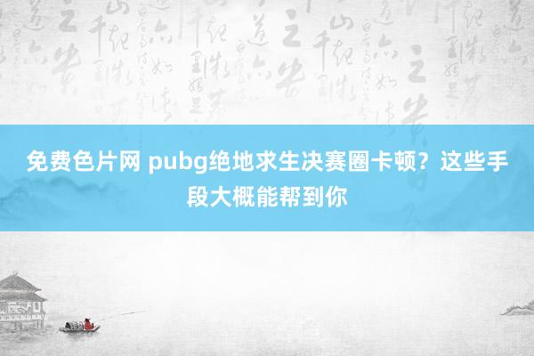 免费色片网 pubg绝地求生决赛圈卡顿？这些手段大概能帮到你