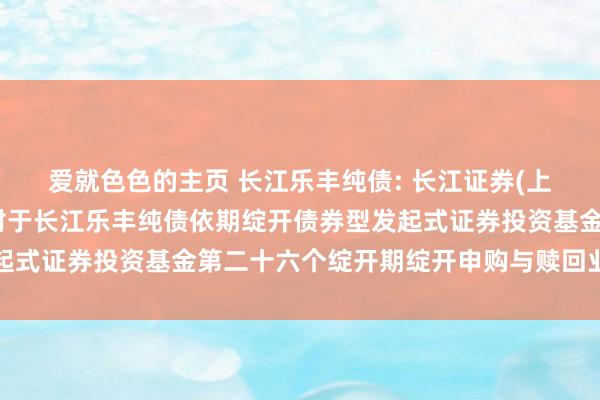 爱就色色的主页 长江乐丰纯债: 长江证券(上海)资产责罚有限公司对于长江乐丰纯债依期绽开债券型发起式证券投资基金第二十六个绽开期绽开申购与赎回业务的公告