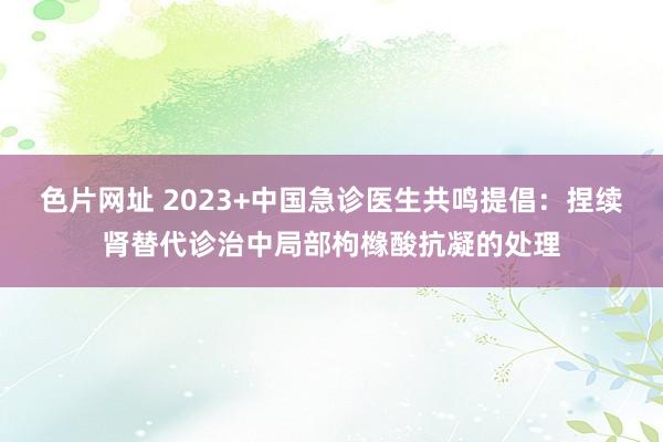 色片网址 2023+中国急诊医生共鸣提倡：捏续肾替代诊治中局部枸橼酸抗凝的处理