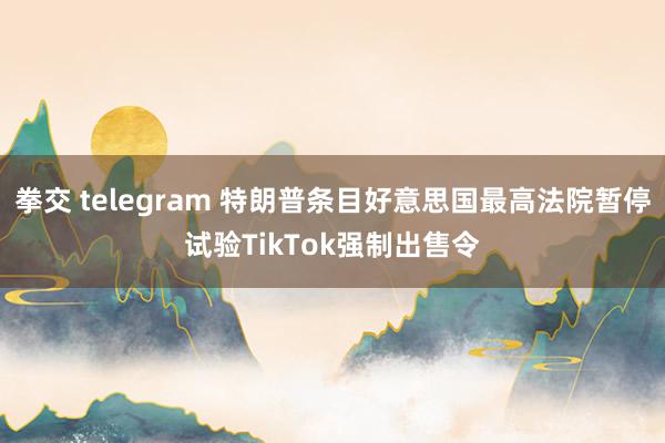 拳交 telegram 特朗普条目好意思国最高法院暂停试验TikTok强制出售令