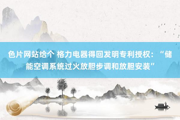 色片网站给个 格力电器得回发明专利授权：“储能空调系统过火放胆步调和放胆安装”