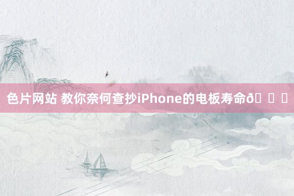 色片网站 教你奈何查抄iPhone的电板寿命🔋