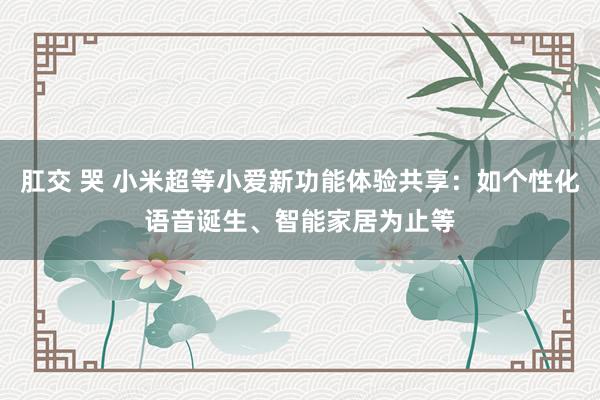 肛交 哭 小米超等小爱新功能体验共享：如个性化语音诞生、智能家居为止等